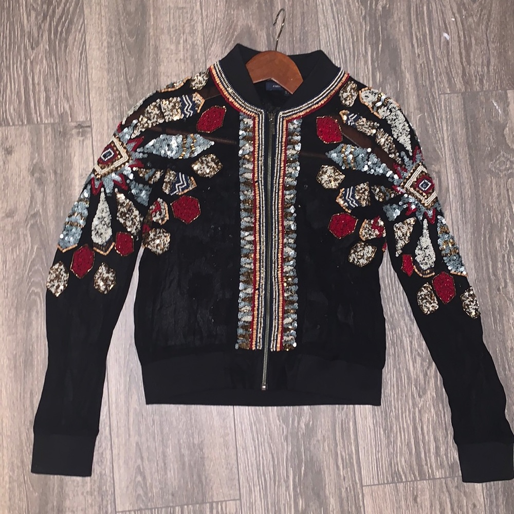 Sequin and beaded embellished light jacket